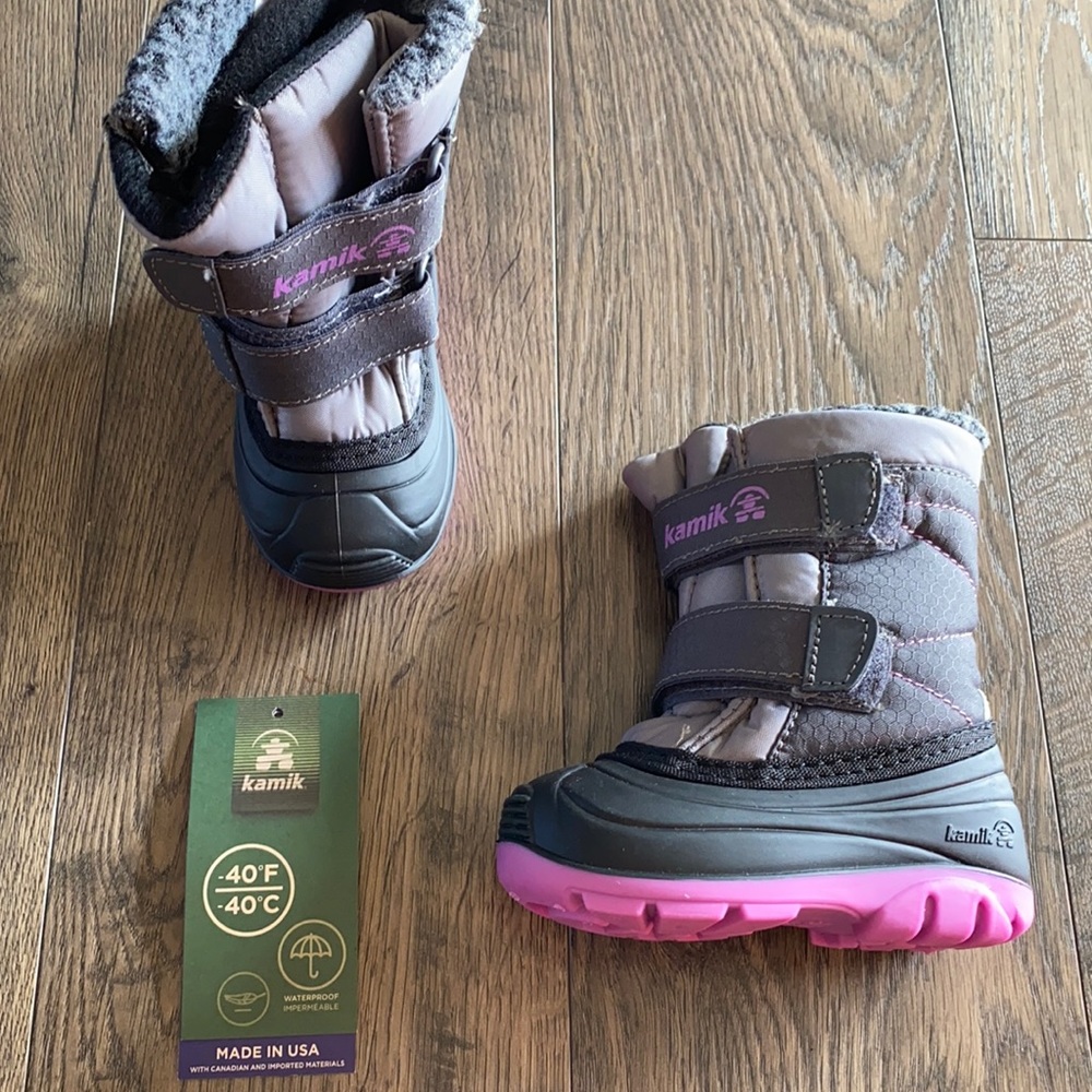 Kamik Sapling Boots in Gray and Pink